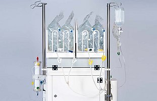 Baksidan av multiFiltrate maskinen för akutbehandling